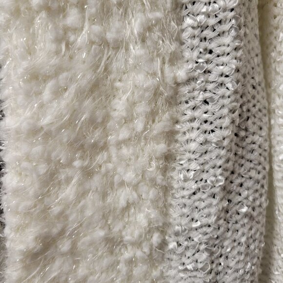 Sparkly White Faux Fur Open Front Knit Cardigan Sweater Size S and Size L - Picture 9 of 14